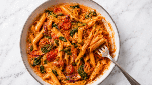 Read more about the article Creamy Tomato & Red Lentil Pasta