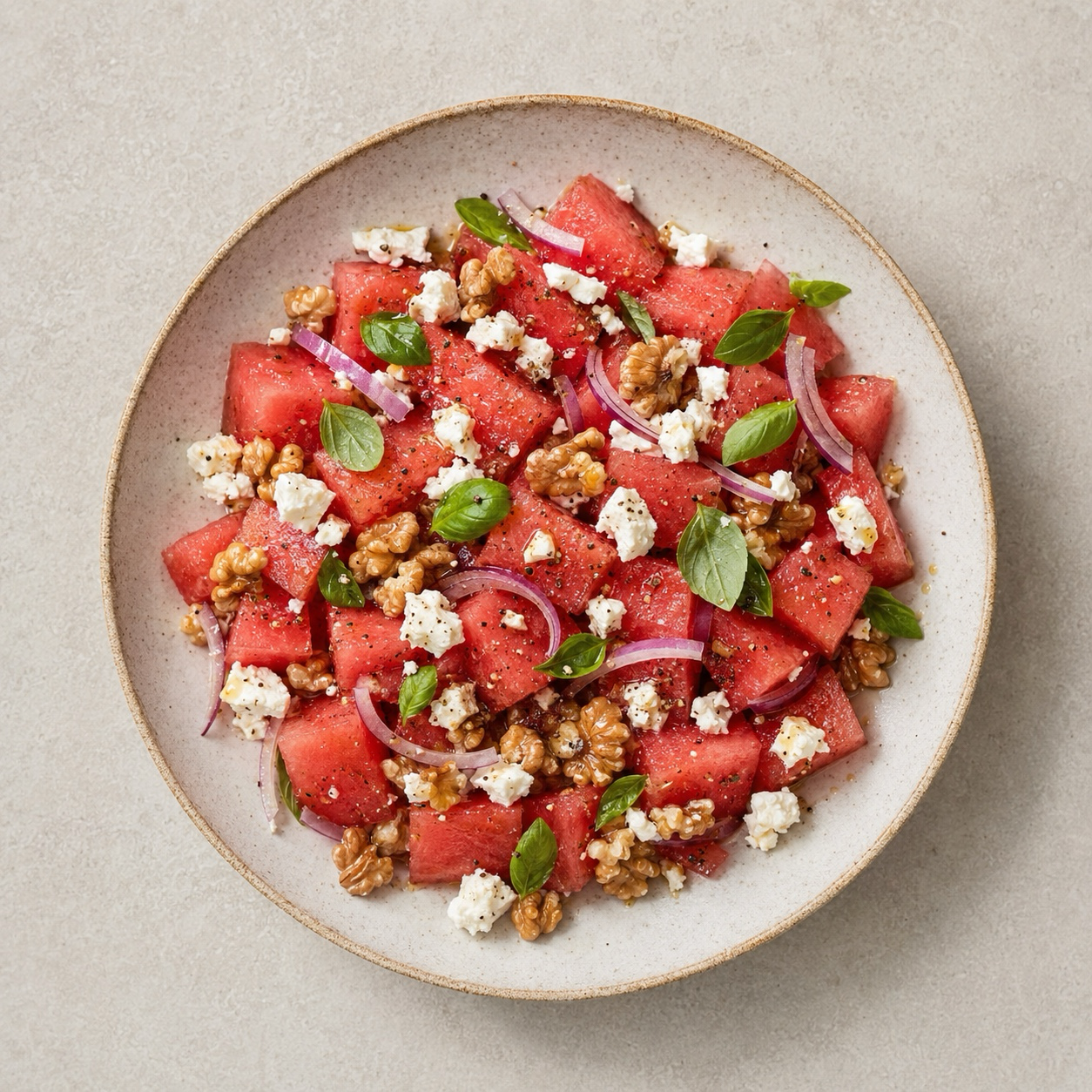Watermelon Feta & Walnut Summer Salad