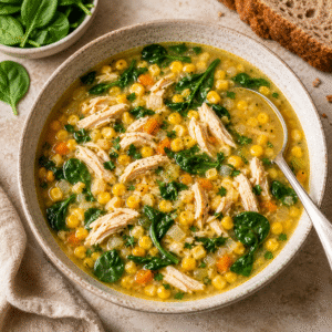 Read more about the article Super Easy: Chicken, Sweetcorn & Spinach Soup