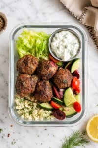 Read more about the article Greek-Style Chicken Meatball Couscous Salad